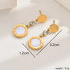 1 Pair Casual Simple Style Classic Style Round Inlay 201 Stainless Steel Rhinestones Shell 18K Gold Plated Drop Earrings