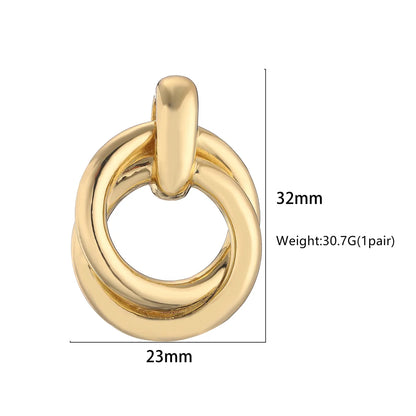 1 Pair Casual Simple Style Classic Style Round Plating Copper 18k Gold Plated Ear Studs