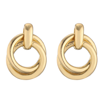 1 Pair Casual Simple Style Classic Style Round Plating Copper 18k Gold Plated Ear Studs