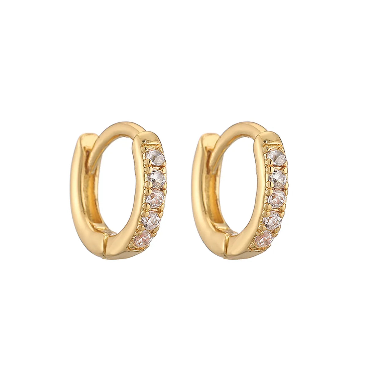 1 Pair Casual Simple Style Classic Style Round Plating Inlay Copper Zircon 18k Gold Plated Hoop Earrings