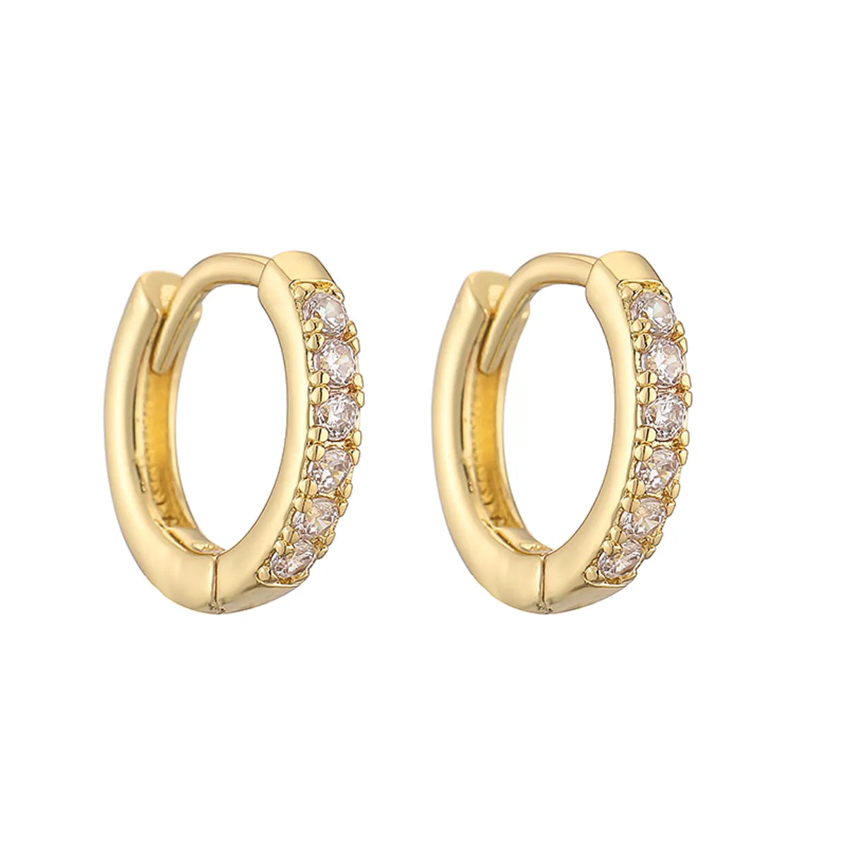 1 Pair Casual Simple Style Classic Style Round Plating Inlay Copper Zircon 18k Gold Plated Hoop Earrings