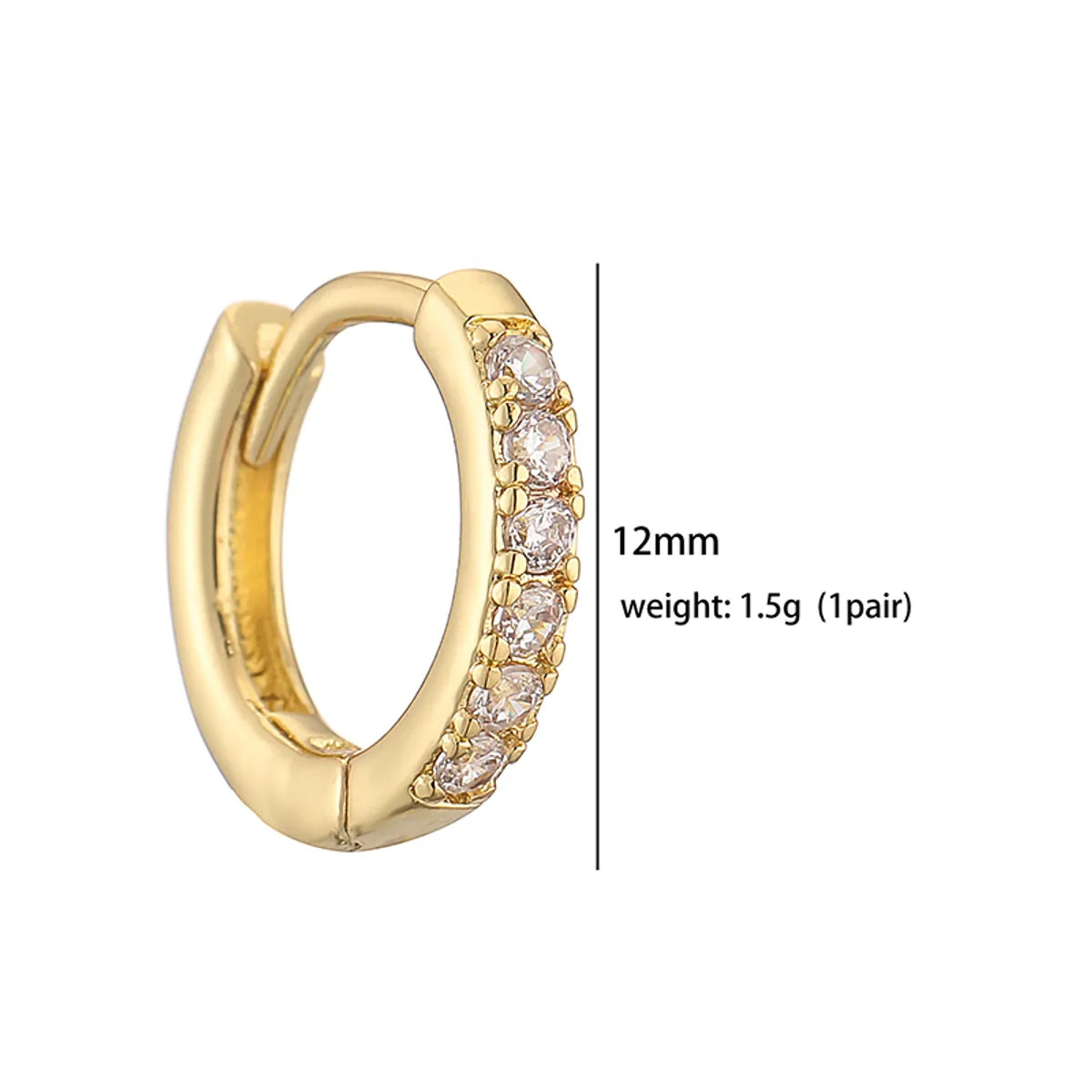 1 Pair Casual Simple Style Classic Style Round Plating Inlay Copper Zircon 18k Gold Plated Hoop Earrings