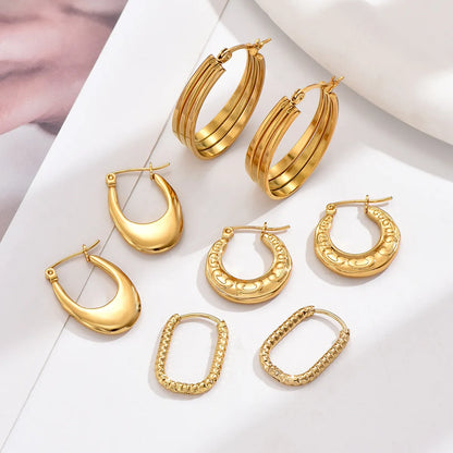 1 Pair Casual Simple Style Classic Style Round Stainless Steel Earrings