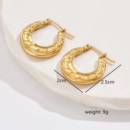 1 Pair Casual Simple Style Classic Style Round Stainless Steel Earrings