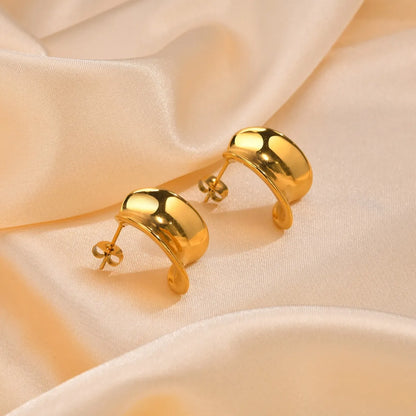 1 Pair Casual Simple Style Classic Style Solid Color Plating 304 Stainless Steel 18K Gold Plated Ear Studs