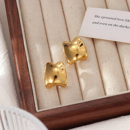 1 Pair Casual Simple Style Classic Style Solid Color Plating 304 Stainless Steel 18K Gold Plated Ear Studs