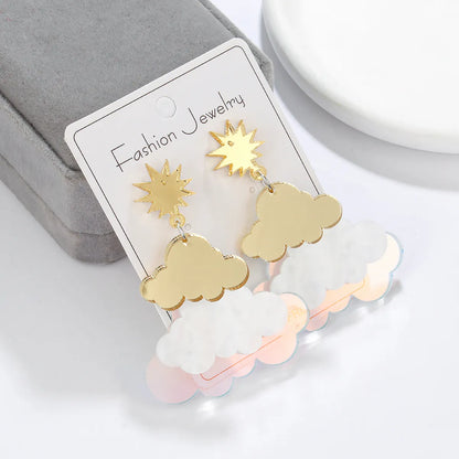 1 Pair Casual Simple Style Clouds Patchwork Arylic Drop Earrings