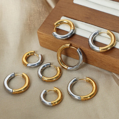 1 Pair Casual Simple Style Color Block Plating Titanium Steel 18k Gold Plated Earrings