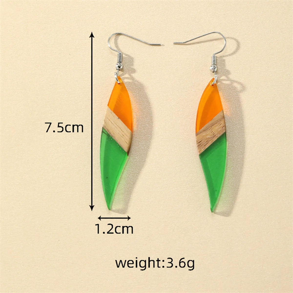 1 Pair Casual Simple Style Color Block Wood Drop Earrings