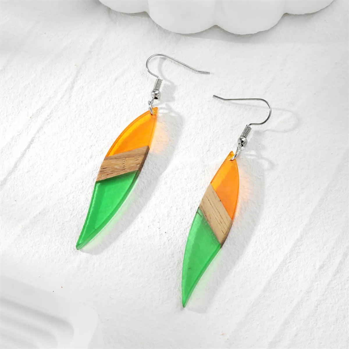 1 Pair Casual Simple Style Color Block Wood Drop Earrings