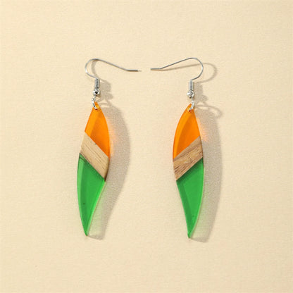 1 Pair Casual Simple Style Color Block Wood Drop Earrings