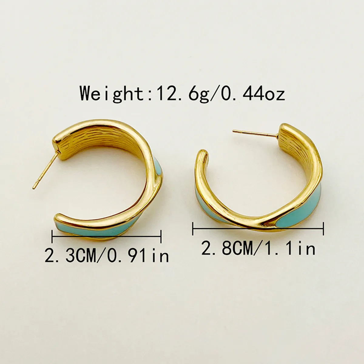 1 Pair Casual Simple Style Commute C Shape Enamel Plating Stainless Steel Gold Plated Ear Studs