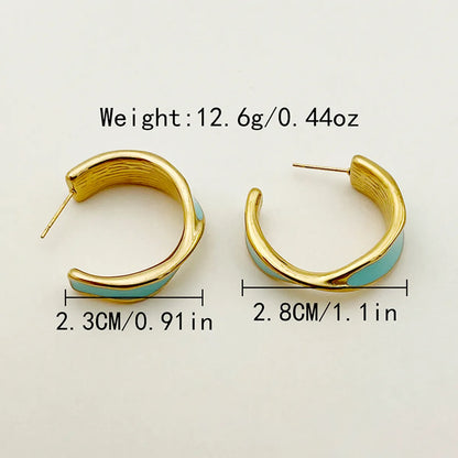 1 Pair Casual Simple Style Commute C Shape Enamel Plating Stainless Steel Gold Plated Ear Studs