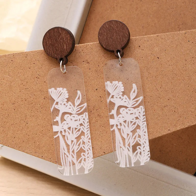 1 Pair Casual Simple Style Commute Flower Transparent Arylic Drop Earrings