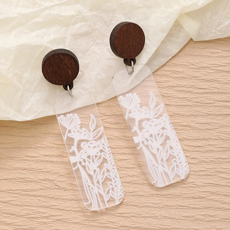 1 Pair Casual Simple Style Commute Flower Transparent Arylic Drop Earrings