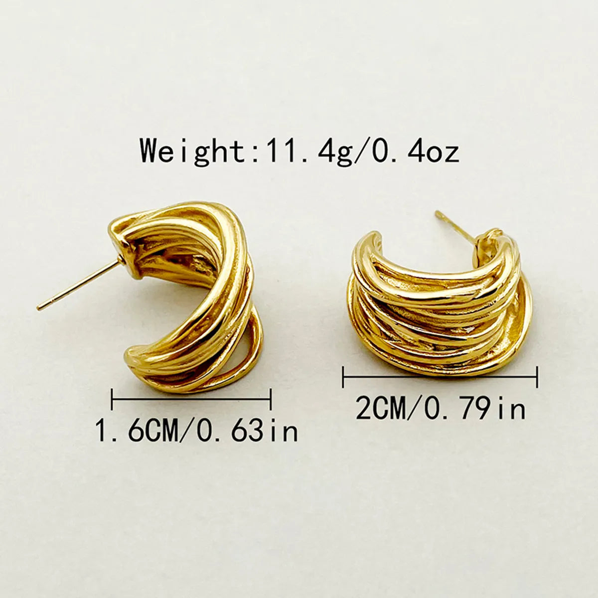 1 Pair Casual Simple Style Commute Lines Plating Stainless Steel Gold Plated Ear Studs