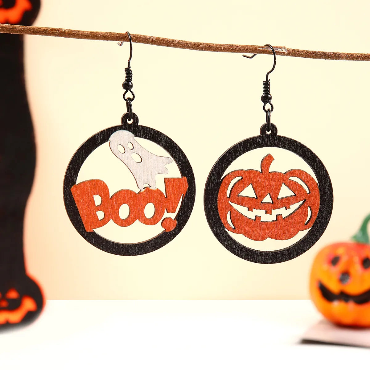 1 Pair Casual Simple Style Commute Pumpkin Wood Drop Earrings