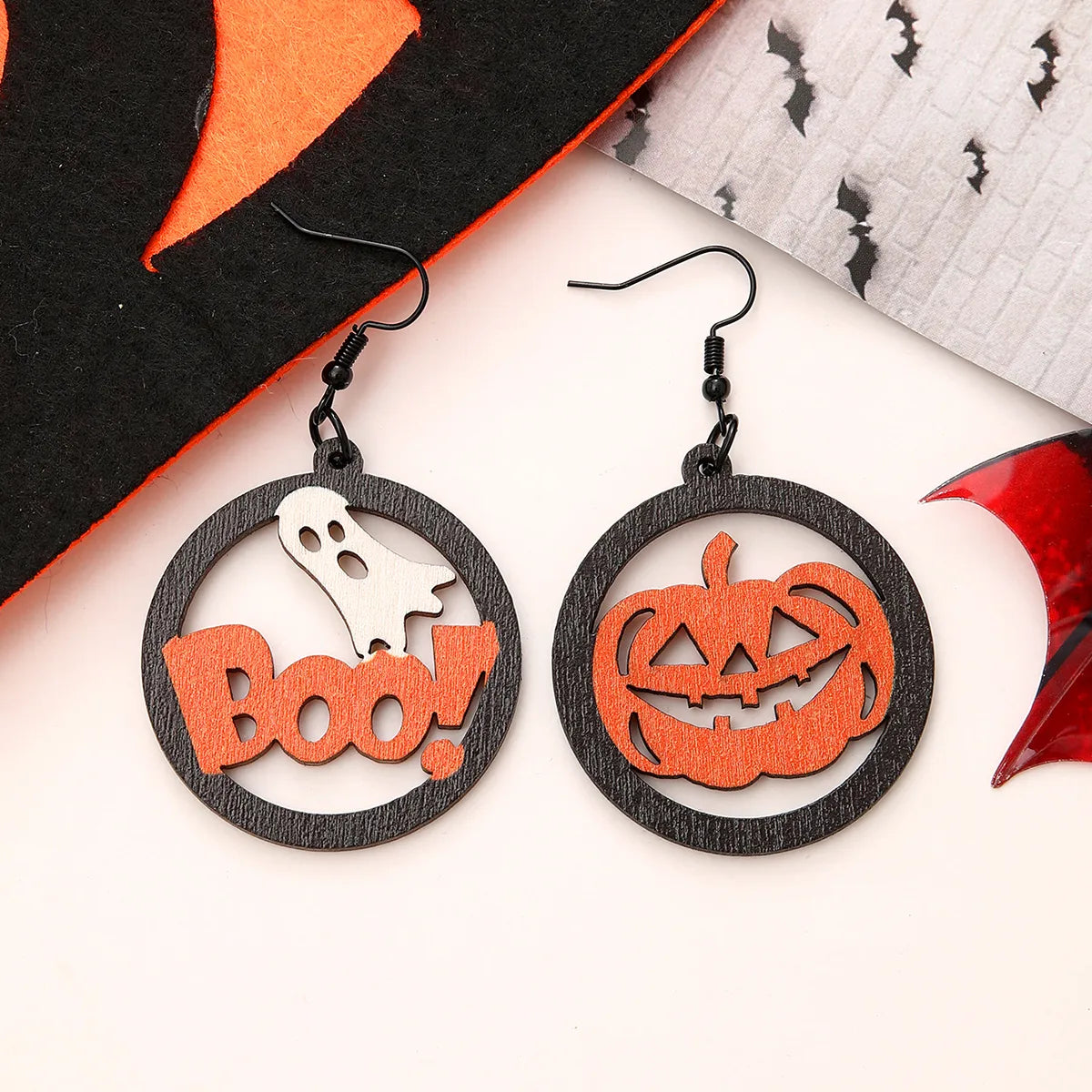 1 Pair Casual Simple Style Commute Pumpkin Wood Drop Earrings