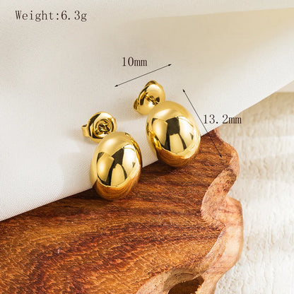 1 Pair Casual Simple Style Commute Round Solid Color Plating 304 Stainless Steel 18K Gold Plated Ear Studs