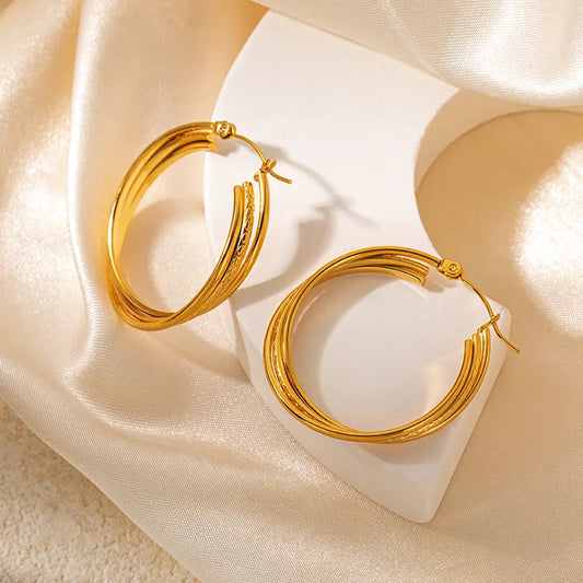 1 Pair Casual Simple Style Commute Solid Color Plating 304 Stainless Steel 14K Gold Plated Earrings