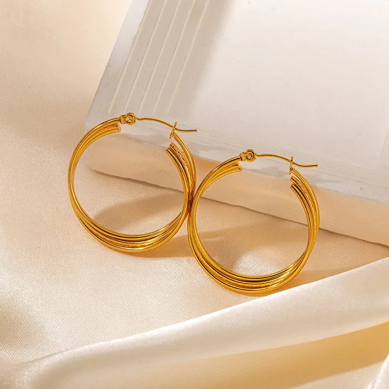 1 Pair Casual Simple Style Commute Solid Color Plating 304 Stainless Steel 14K Gold Plated Earrings