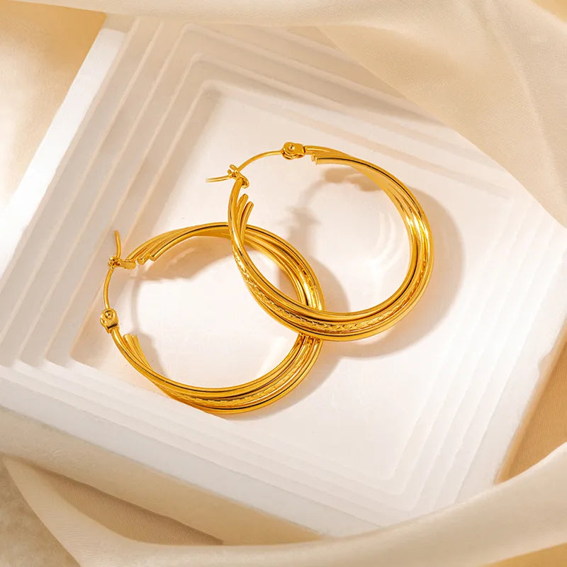 1 Pair Casual Simple Style Commute Solid Color Plating 304 Stainless Steel 14K Gold Plated Earrings