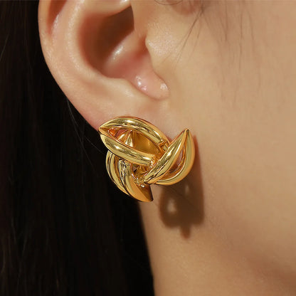 1 Pair Casual Simple Style Commute Solid Color Plating Hollow Out Copper 18k Gold Plated Ear Studs