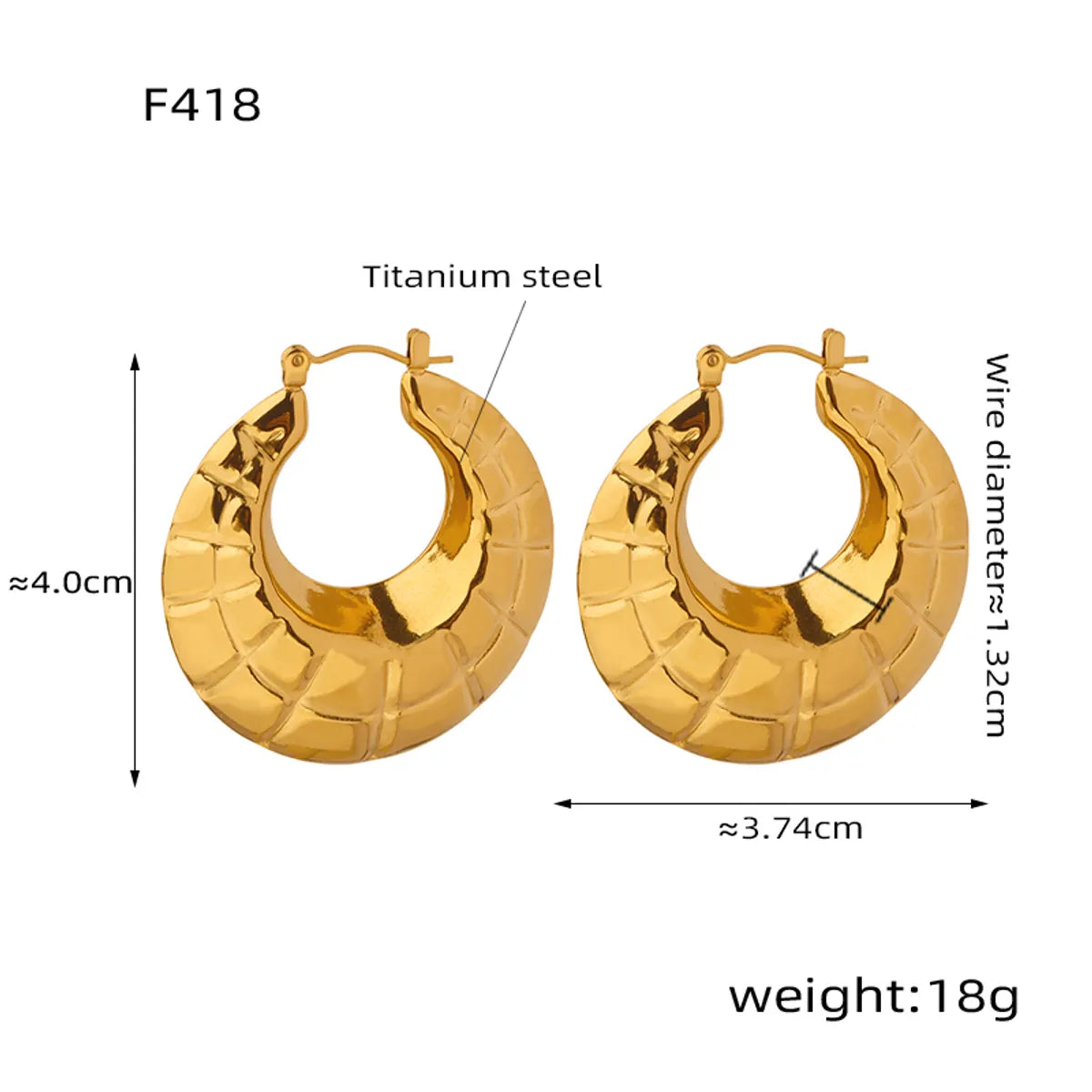 1 Pair Casual Simple Style Commute Solid Color Plating Titanium Steel 18k Gold Plated Earrings