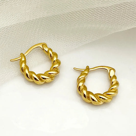 1 Pair Casual Simple Style Commute Twist Plating Stainless Steel Gold Plated Ear Studs