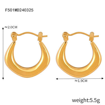 1 Pair Casual Simple Style Commute U Shape Plating Titanium Steel 18K Gold Plated Hoop Earrings