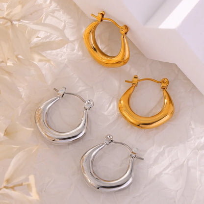 1 Pair Casual Simple Style Commute U Shape Plating Titanium Steel 18K Gold Plated Hoop Earrings