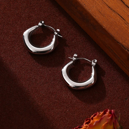 1 Pair Casual Simple Style Commute U Shape Plating Titanium Steel 18K Gold Plated Hoop Earrings