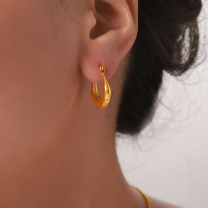 1 Pair Casual Simple Style Commute U Shape Plating Titanium Steel 18K Gold Plated Hoop Earrings