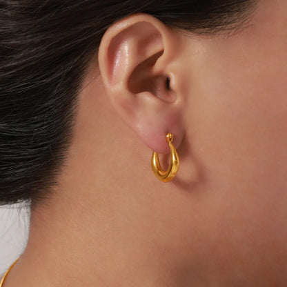 1 Pair Casual Simple Style Commute U Shape Plating Titanium Steel 18K Gold Plated Hoop Earrings