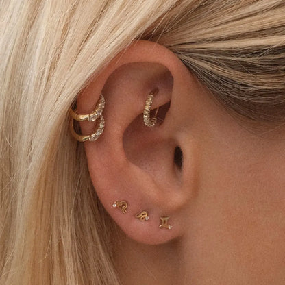 1 Pair Casual Simple Style Constellation Plating Inlay Stainless Steel Zircon 18k Gold Plated Ear Studs