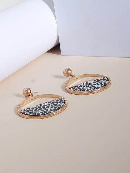 1 Pair Casual Simple Style Cow Pattern Plating Alloy Wood 18k Gold Plated Drop Earrings