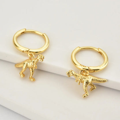 1 Pair Casual Simple Style Dinosaur Sterling Silver 18K Gold Plated Drop Earrings