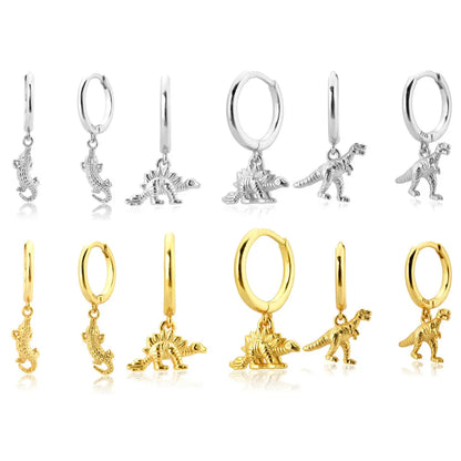 1 Pair Casual Simple Style Dinosaur Sterling Silver 18K Gold Plated Drop Earrings