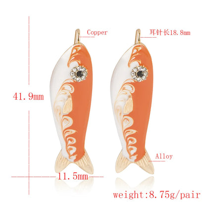 1 Pair Casual Simple Style Fish Inlay Alloy Rhinestones Drop Earrings