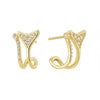 1 Pair Casual Simple Style Fish Tail Inlay Sterling Silver Zircon 14K Gold Plated Ear Studs