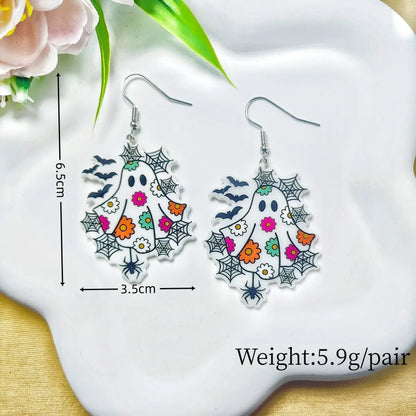 1 Pair Casual Simple Style Floral Bat Arylic Drop Earrings