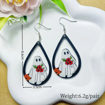 1 Pair Casual Simple Style Floral Bat Arylic Drop Earrings