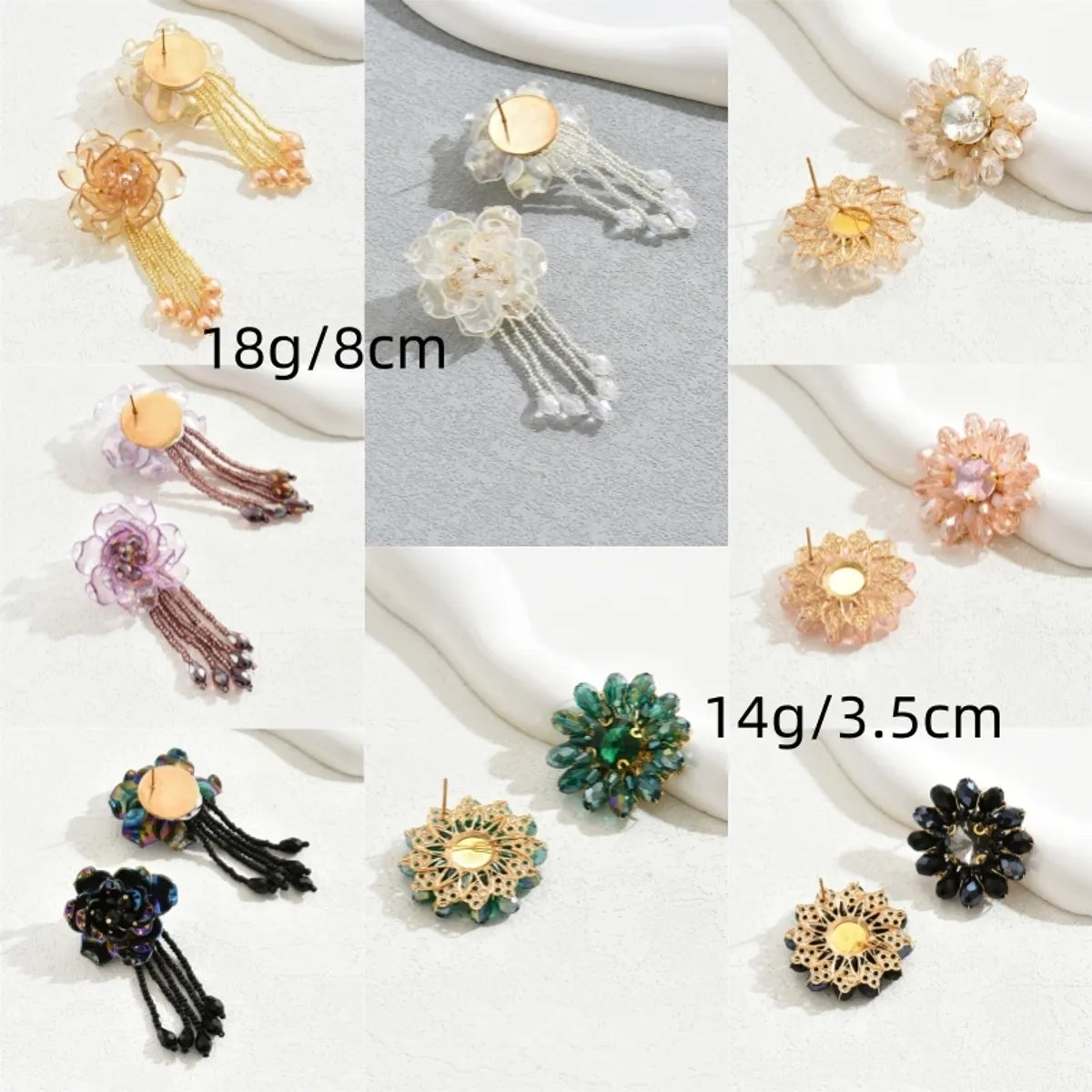 1 Pair Casual Simple Style Flower Alloy Glass Drop Earrings Ear Studs