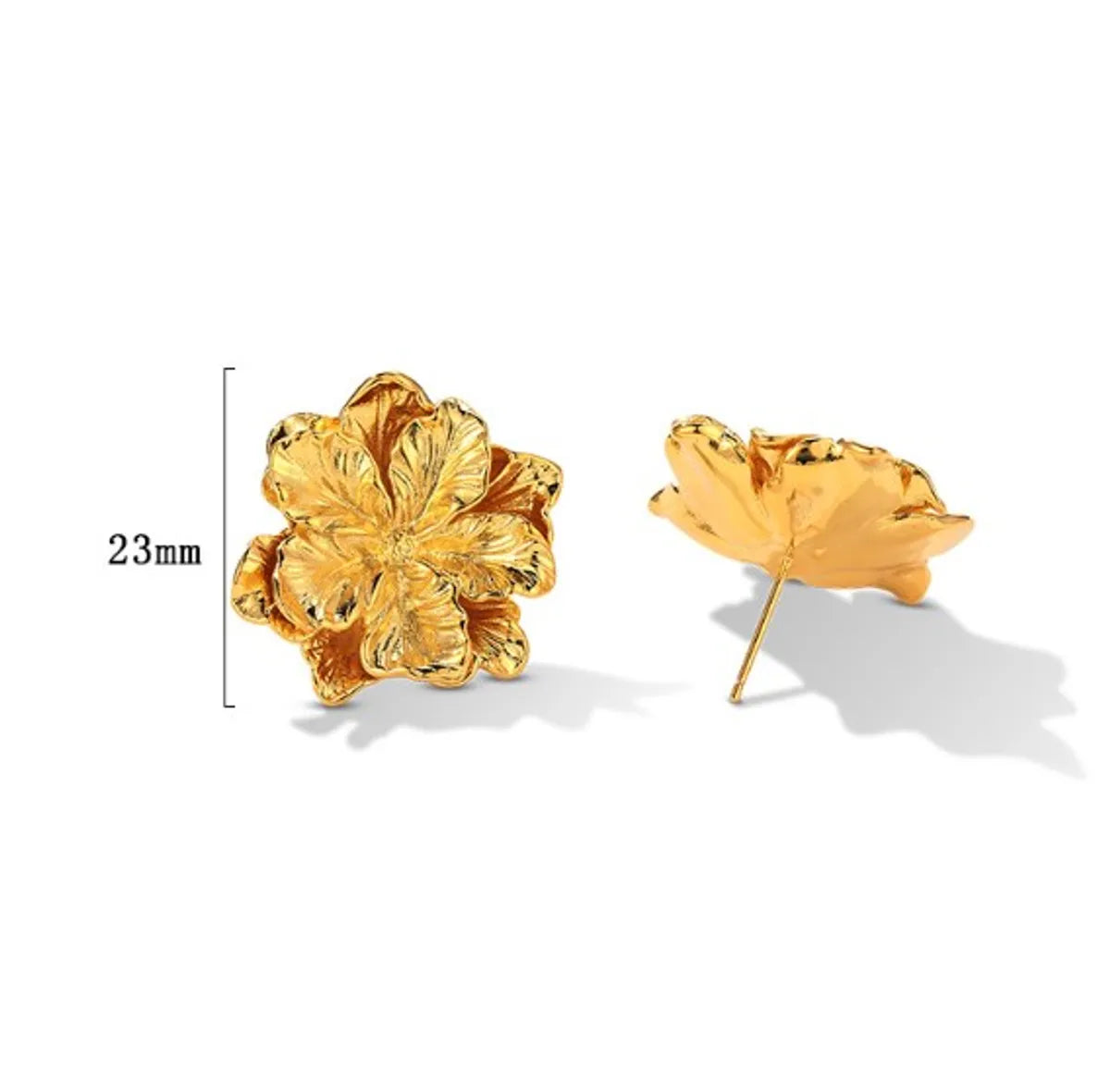 1 Pair Casual Simple Style Flower Copper Gold Plated Ear Studs