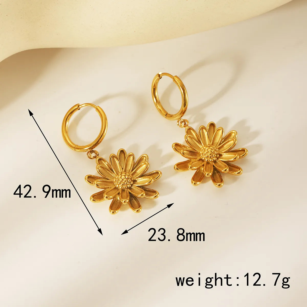 1 Pair Casual Simple Style Flower Plating 304 Stainless Steel 18K Gold Plated Drop Earrings