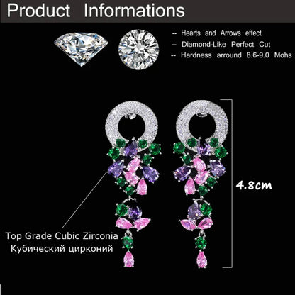 1 Pair Casual Simple Style Flower Plating Inlay Copper Zircon Rhodium Plated Silver Plated Drop Earrings