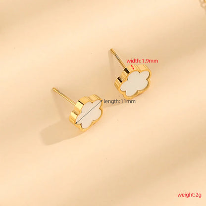 1 Pair Casual Simple Style Flower Plating Inlay Titanium Steel Shell 18k Gold Plated Ear Studs