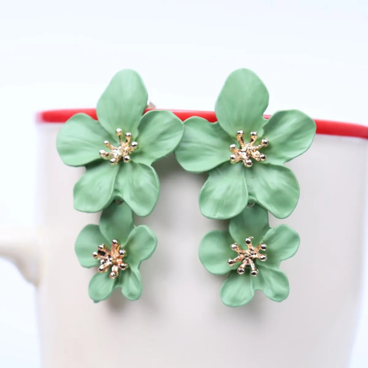 1 Pair Casual Simple Style Flower Stoving Varnish Alloy Drop Earrings