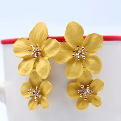 1 Pair Casual Simple Style Flower Stoving Varnish Alloy Drop Earrings