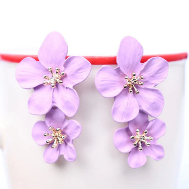 1 Pair Casual Simple Style Flower Stoving Varnish Alloy Drop Earrings